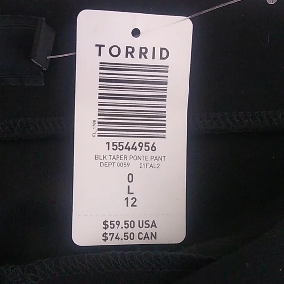 Torrid Womens Pants Taper Ponte Black size 0 12 Large Pull On Office Party - Picture 7 of 14